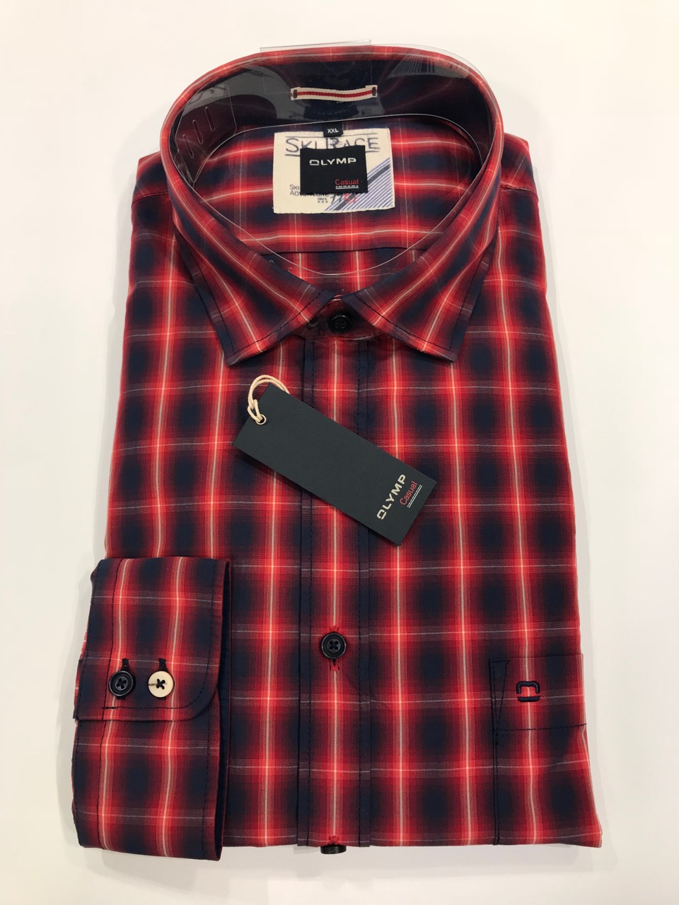Chemise a carreau rouge et bleu Olympe
